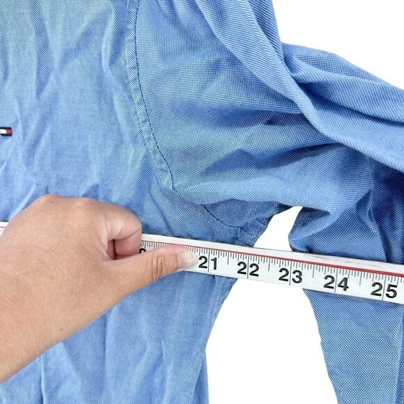 Tommy Hilfiger Button Up Long Sleeve Shirt 100s 2 Ply Double Retors men’s sz L - Picture 12 of 12